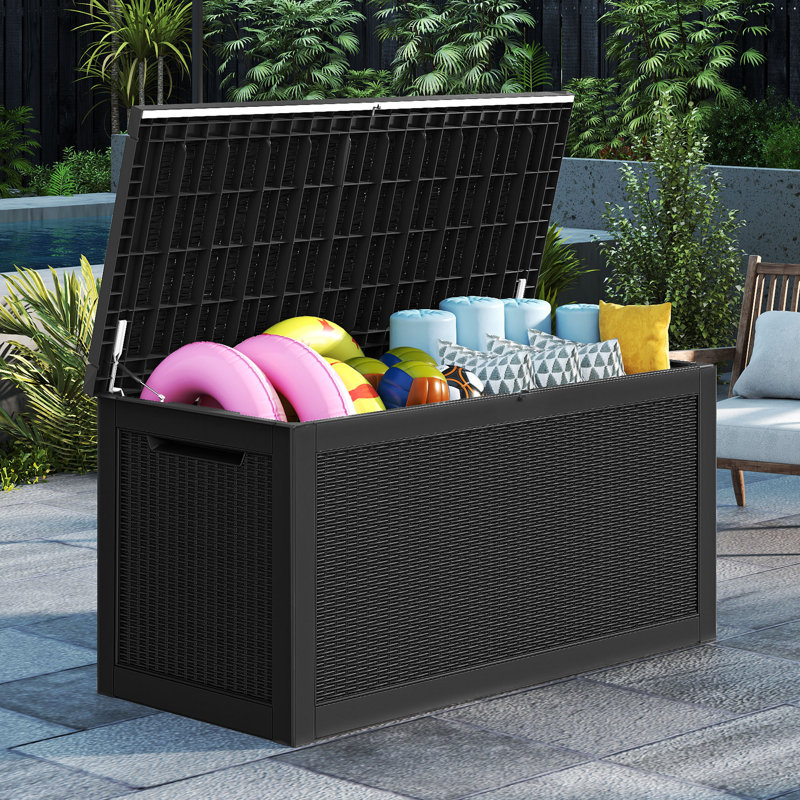 Boîte de rangement en résine Balconera, 320 gallons, noir, Noir