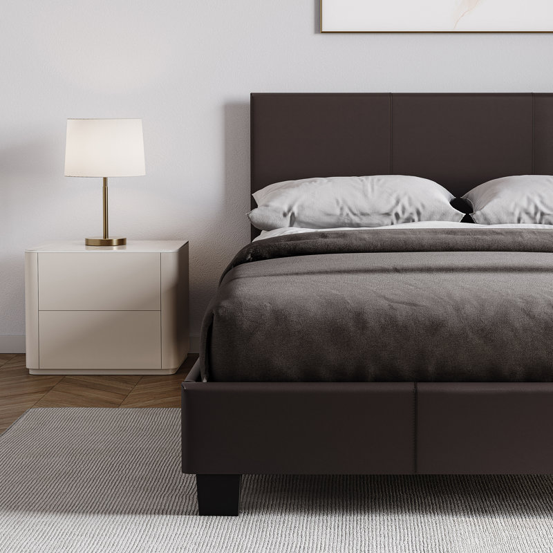 Scipio Upholstered Faux Leather Bed, UKFR Certified, Small Double (4'), Brown