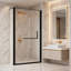 Porte de douche pivotante semi-encadrée, noir mat, de 34 à 35 pouces, avec verre trempé et installation réversible