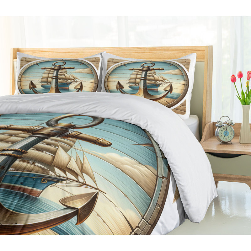 Nautical Duvet Cover, California King Duvet Cover + 2 Standard Shams