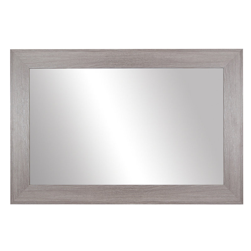 Shmuel Wood Framed with Safety Backing Ideal for Bathroom / Vanity Mirror, 28" x 48", Driftwood Textured