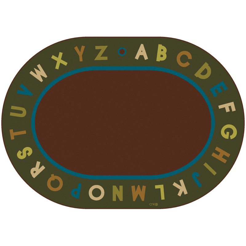 Tapis brun / vert Alphabet, Ovale 8 pi 3 po x 11 pi 8 po