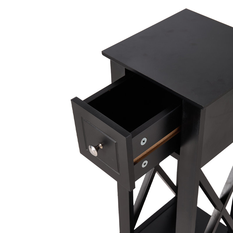 25cm W Bedside Table, Black 