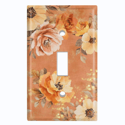 Metal Light Switch Plate Cover; US Standard Size 1 Gang Toggle - Vintage Autumn Flowers