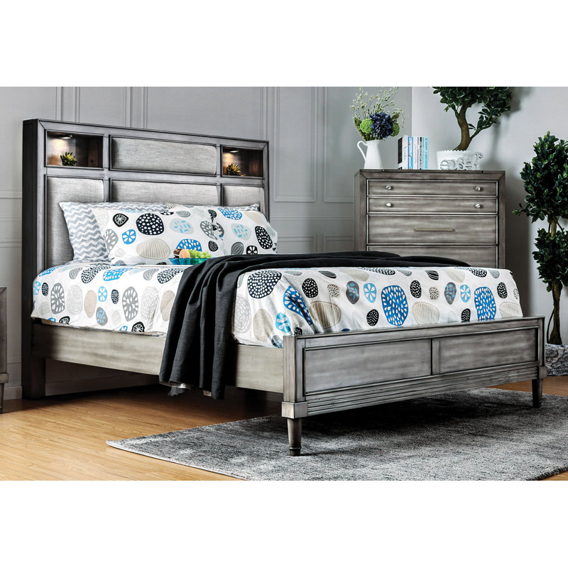 Zola Upholstered Bookcase Storage Bed, King
