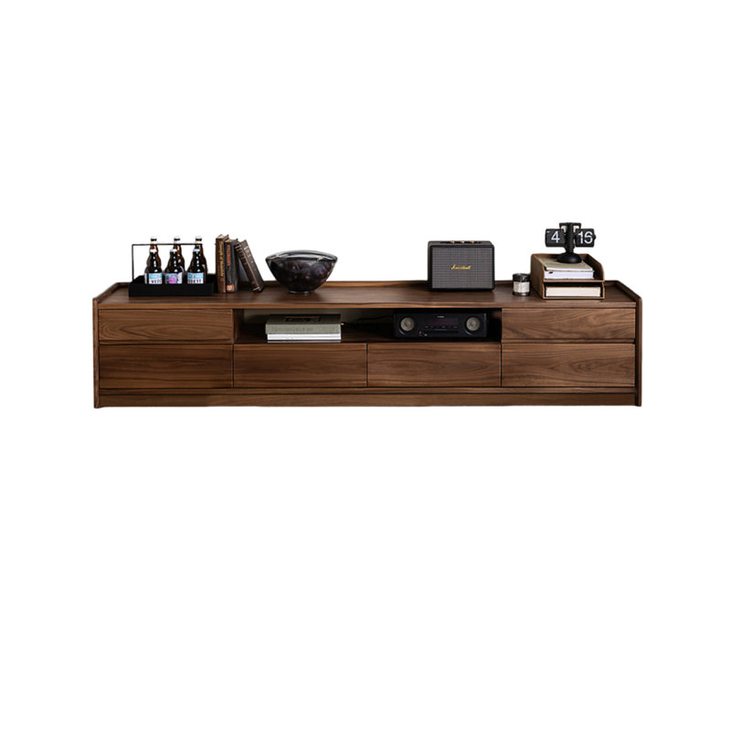 Meuble télé rétro en noyer noir, 70.86"
