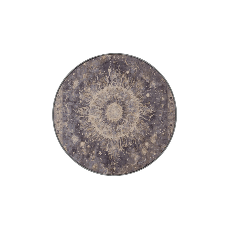 Tapis gris lavable à la machine, Rond 5 pi