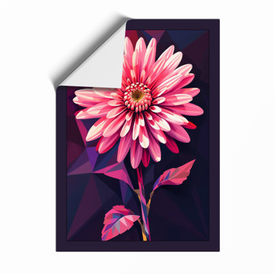 Pink Gerbera Geometric Botanical - Framed Print