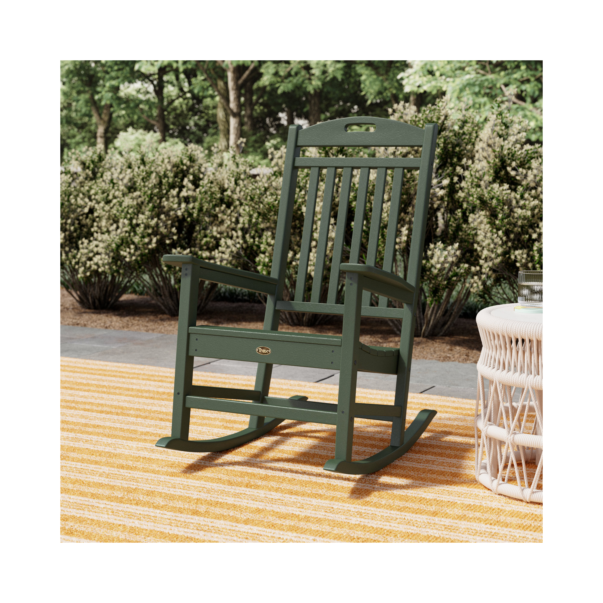 POLYWOOD Yacht Club Rocking Chair, Dark Green