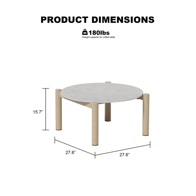Table basse d'extérieur ronde en aluminium 27,6 po, Beige
