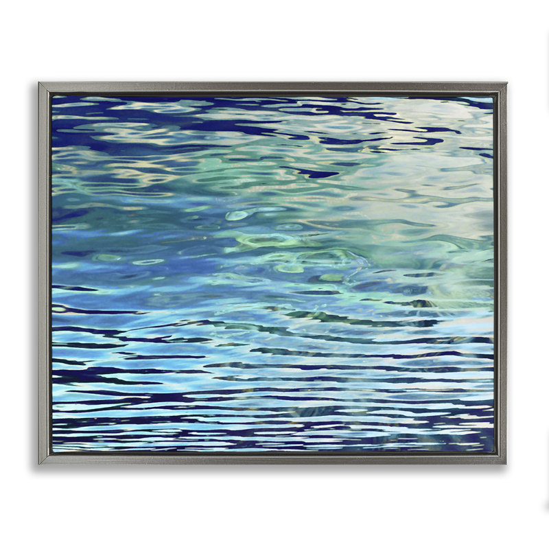  «Sunlit Sea Ripples», art mural encadré par Michael Barrett, H 25 po x l 31 po, Cadre flottant gris lustré