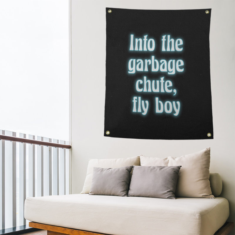 Tapisserie citation d’humour space en polyester, H 80 po x l 59 po