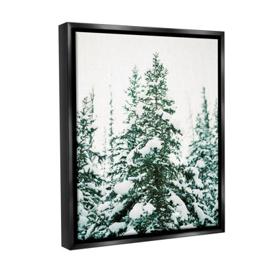 «Woodland Fir with Snow Floater Frame» par Justine Milton sur