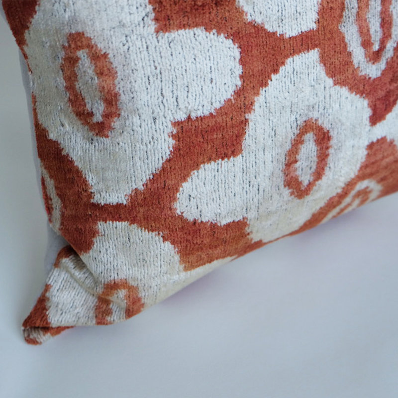 Kara Feather Throw Pillow, 20" x 20", Red/White Ikat
