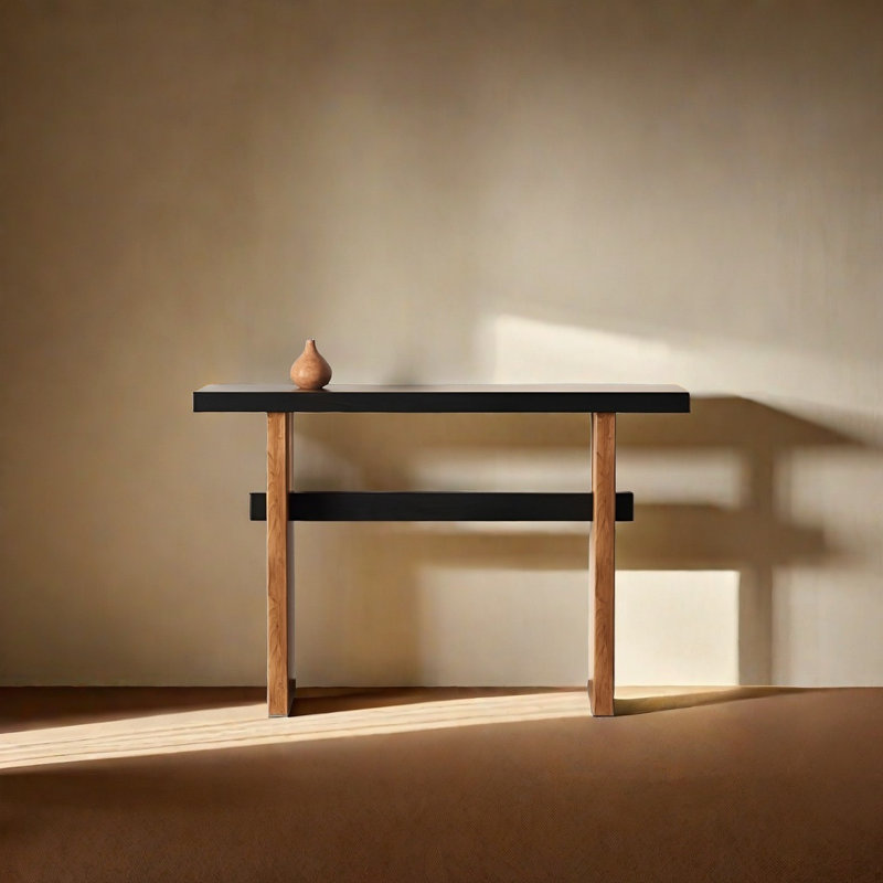 Console rétro en bois massif minimaliste, H 31,5 po x l 39,37 po x P 11,81 po
