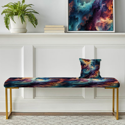 Plaid Galaxy Multicolor Expedition - Banc rembourré damassé doré