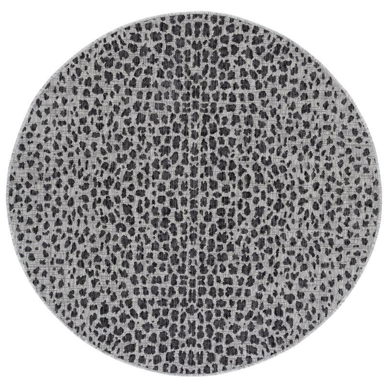 Basinger Animal Print Gray Indoor/Outdoor Area Rug, Round 5'3"
