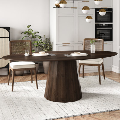 67 in. Pedestal Solid Wood Oval Dining Table Seats 
