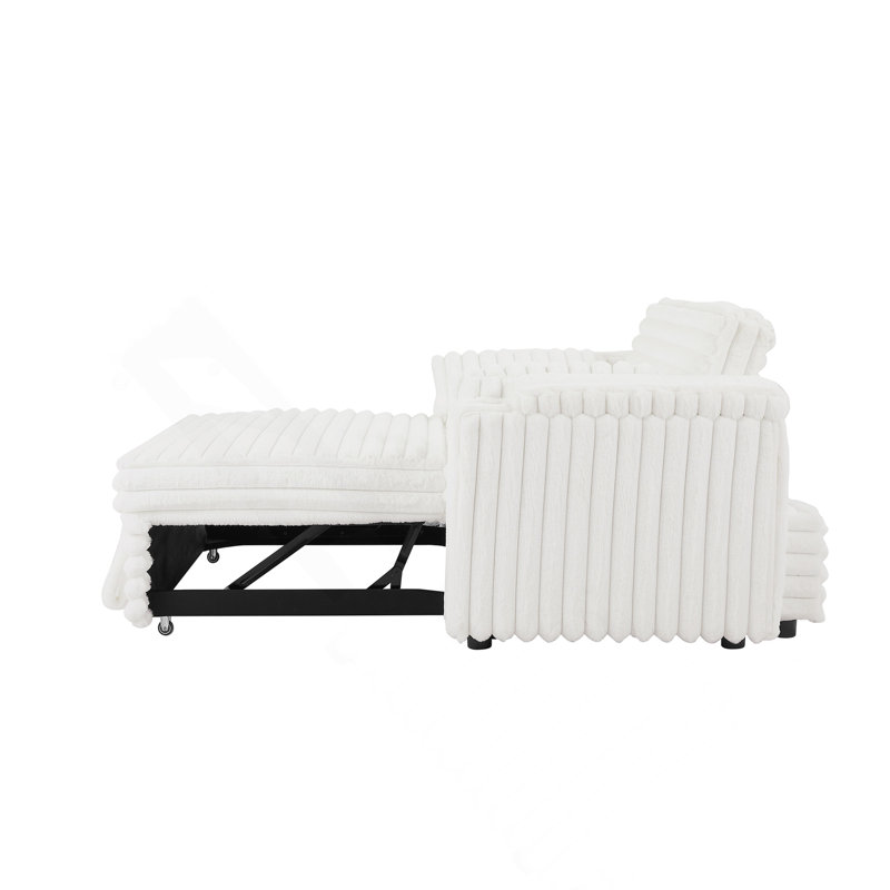 NOUVEAU Canapé-lit à causeuse blanc avec accoudoirs de rangement, port USB