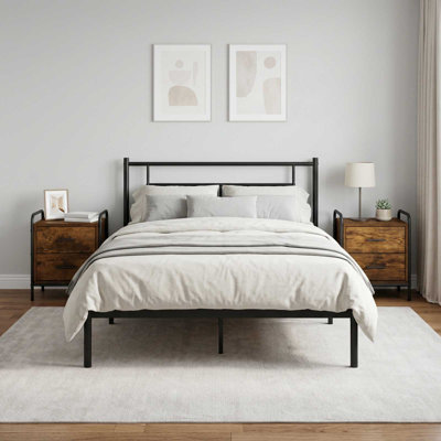 40 cm W Galvanised Steel Bedside Table