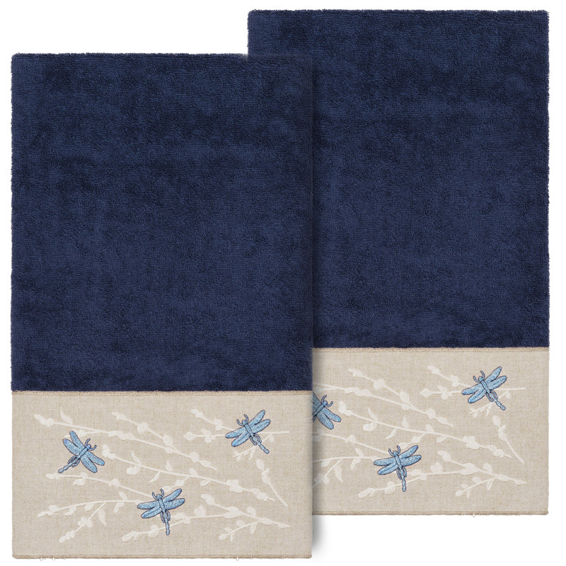 Braelyn 2 Bath Towel Set Midweight Bath Towel, Navy
