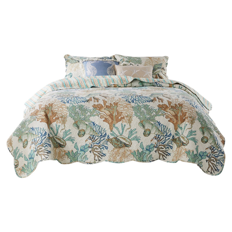  Multicolor Microfiber 3 Piece Quilt Set, Full Quilt + 2 Shams + 2 Throw Pillows