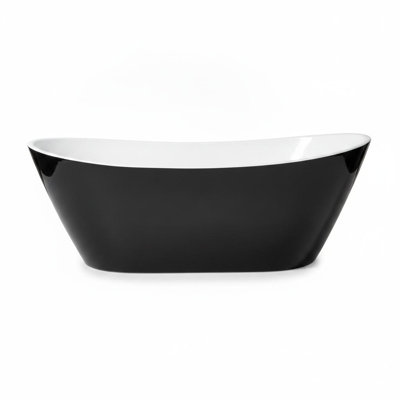 Baignoire autoportante 67 po en acrylique, baignoire de trempage avec trop-plein de conception ergonomique profonde, certifié cUPC, isolation à double paroi, installation facile et utilisation sécuritaire, noir et blanc