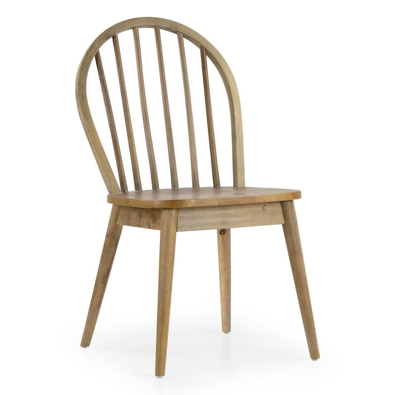 Set of 2 Astra Washed Solid Wood Chair with Windsor Back, Beige
