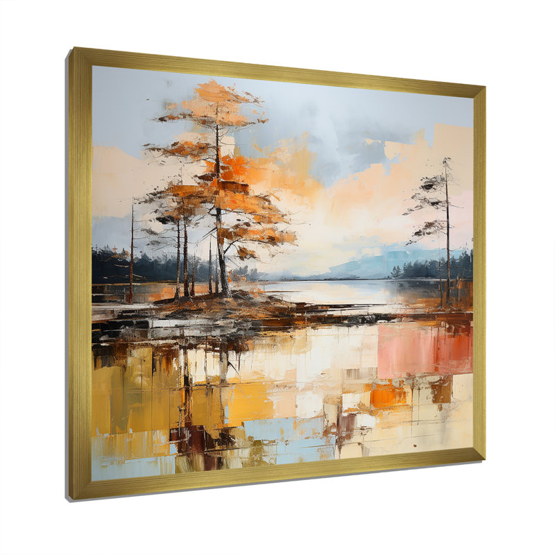 «Lake Summer Charm» sur toile, H 30 po x l 30 po x P 1 po, Cadre doré simple