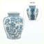 Vase en céramique 9,1 x 11 pouces avec motifs floraux bleus et blancs, vase décoratif en céramique