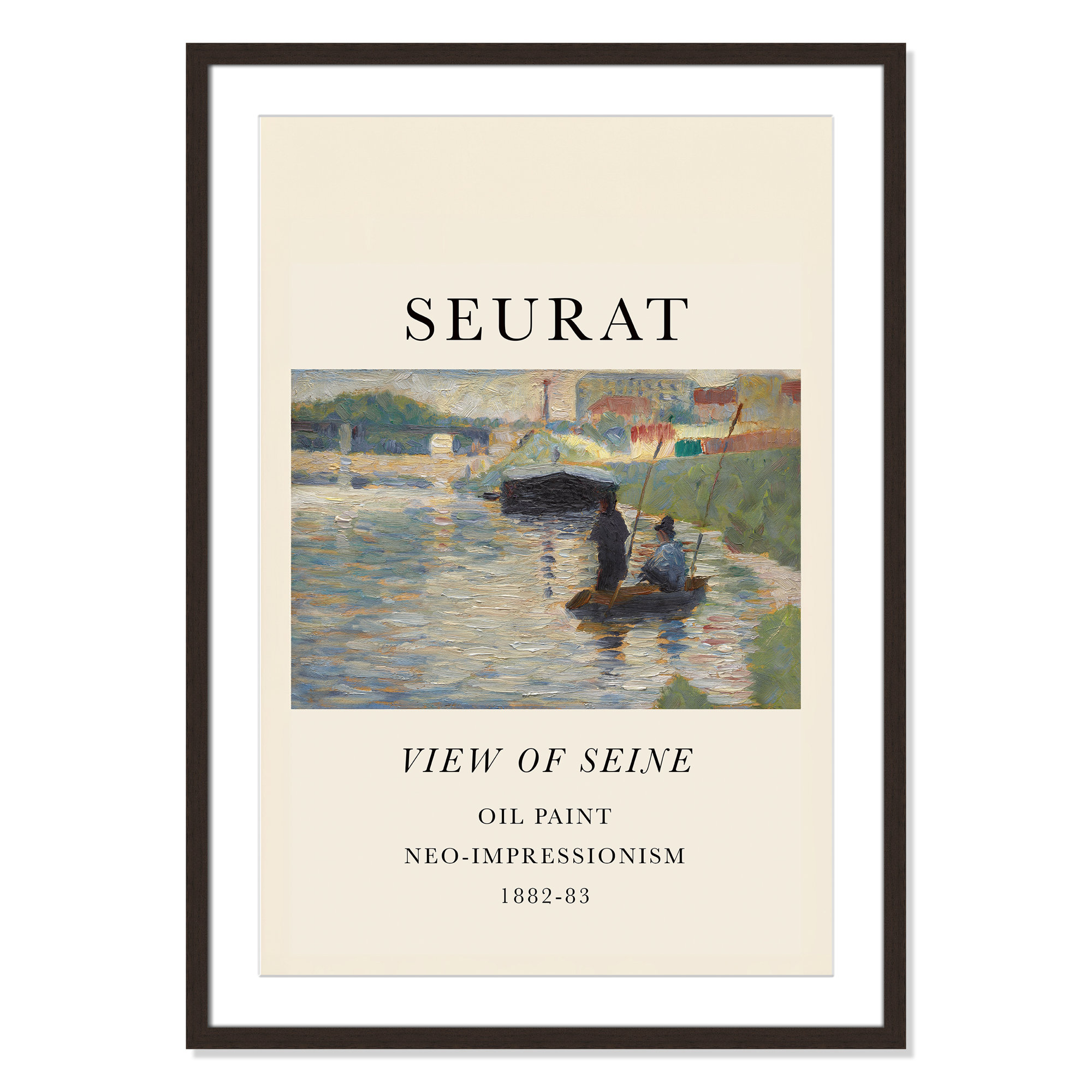 View Of Seine by Georges Seurat, Walnut Single Picture Frame, Yes, 35.5" H x 25.5" W x 1.25" D
