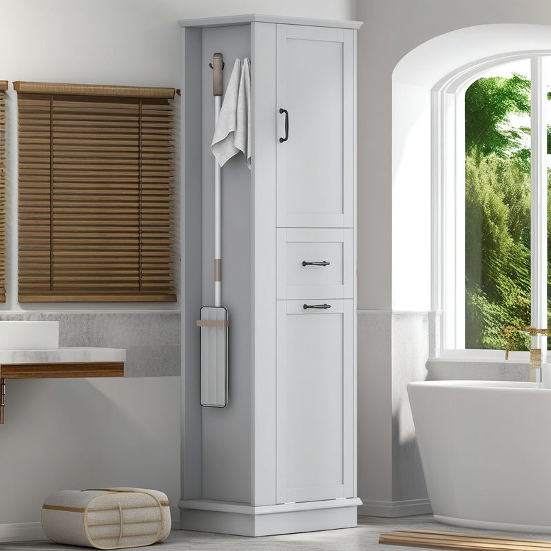 Armoire de rangement de salle de bain avec tablettes réglables?, Naturel