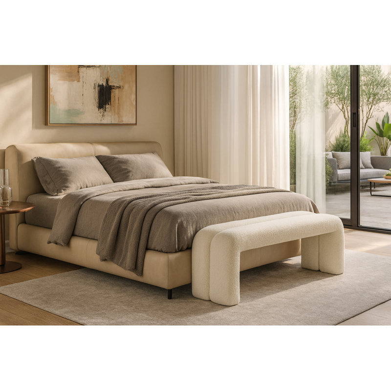 Hiromu Boucle Fabric Upholstered Bench