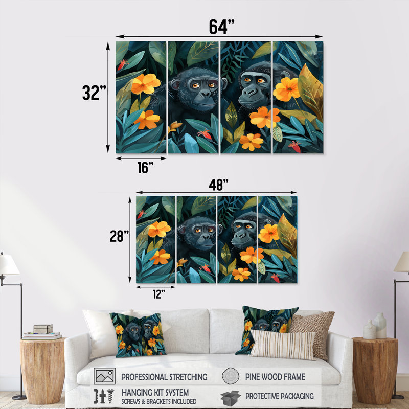 Cowden - Gorilla Canvas Art Set, 32" H x 64" W