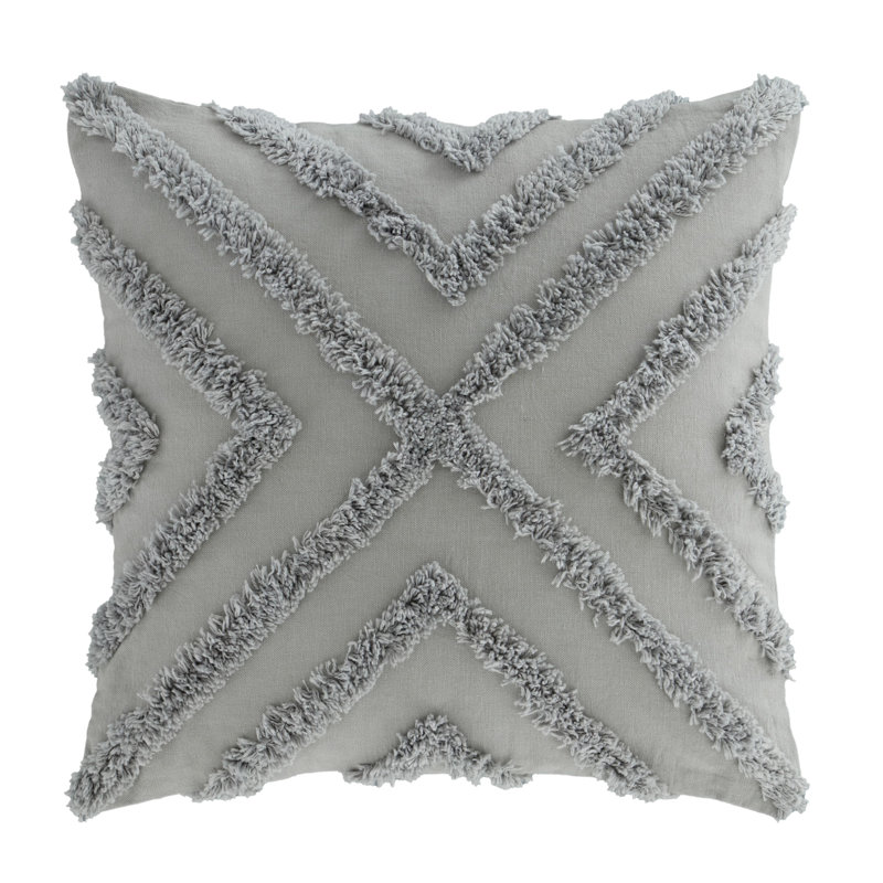 Diamond Tufted Geometric Cushion with Inner, Silver