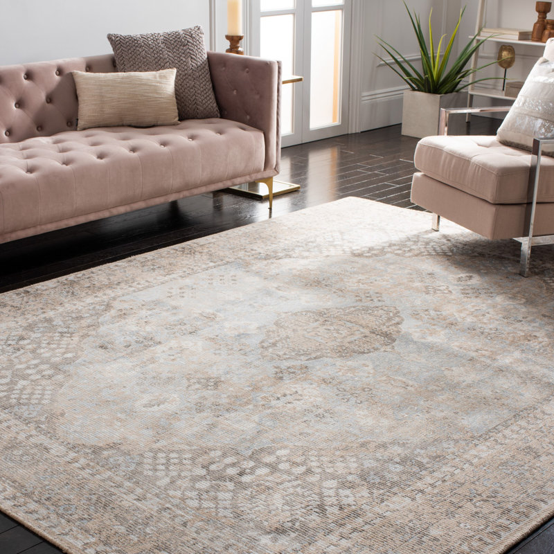 Beige and Sand 9' x 12' Hand-Tufted Wool and Viscose Rug