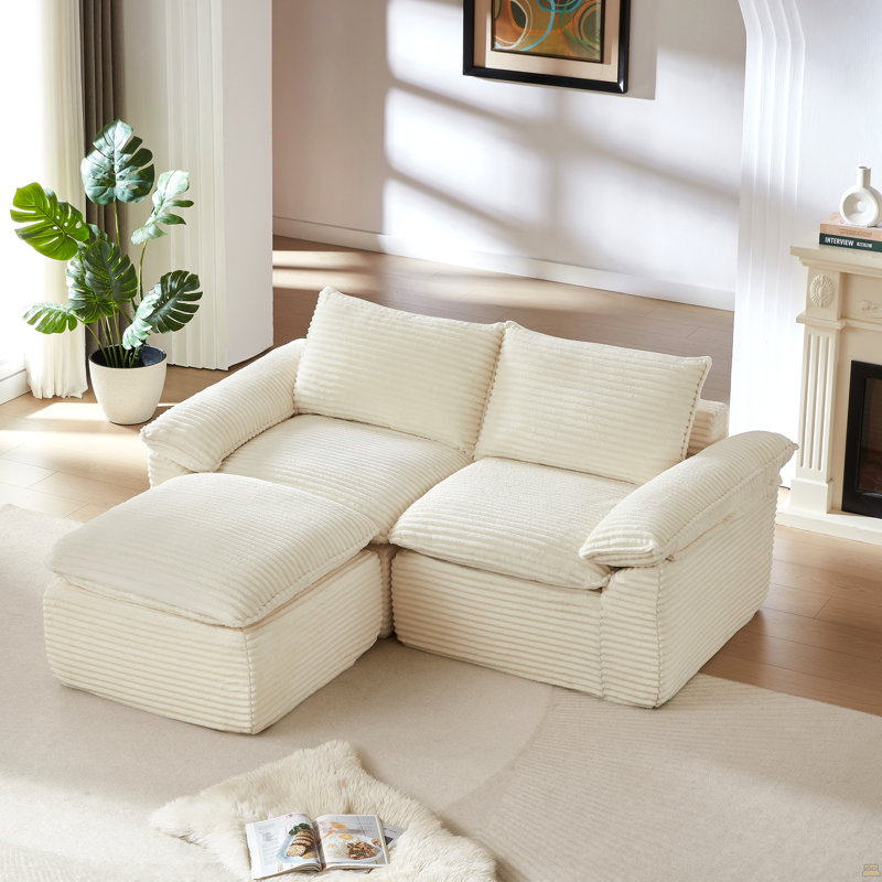 Boneless Corduroy Cloud Sofa, White Corduroy