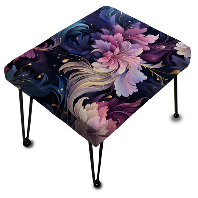 Rayon astral bleu mauve damassé - repose-pieds rectangulaire damassé