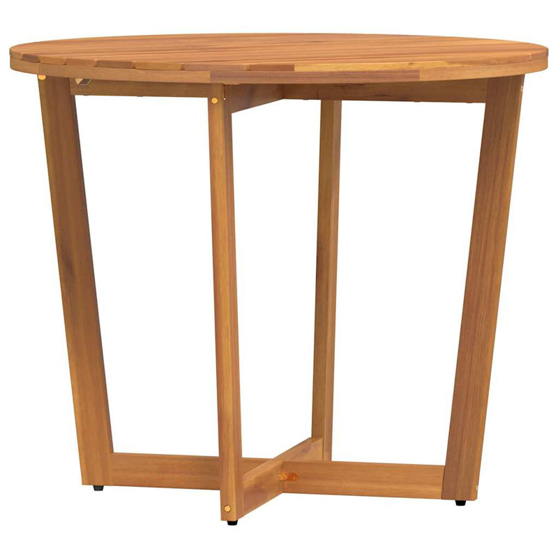 Garden Dining Table Round Solid Wood Acacia, 75cm H x 90cm W x 90cm D 
