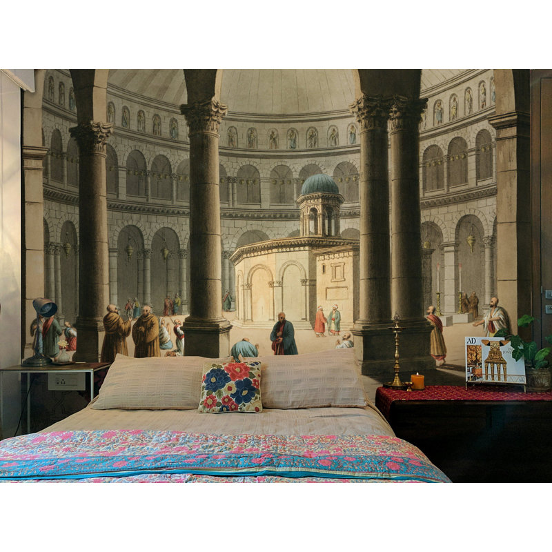 Papier peint amovible avec arcade et colonnes Art View, L 35,04 po x l 55 po