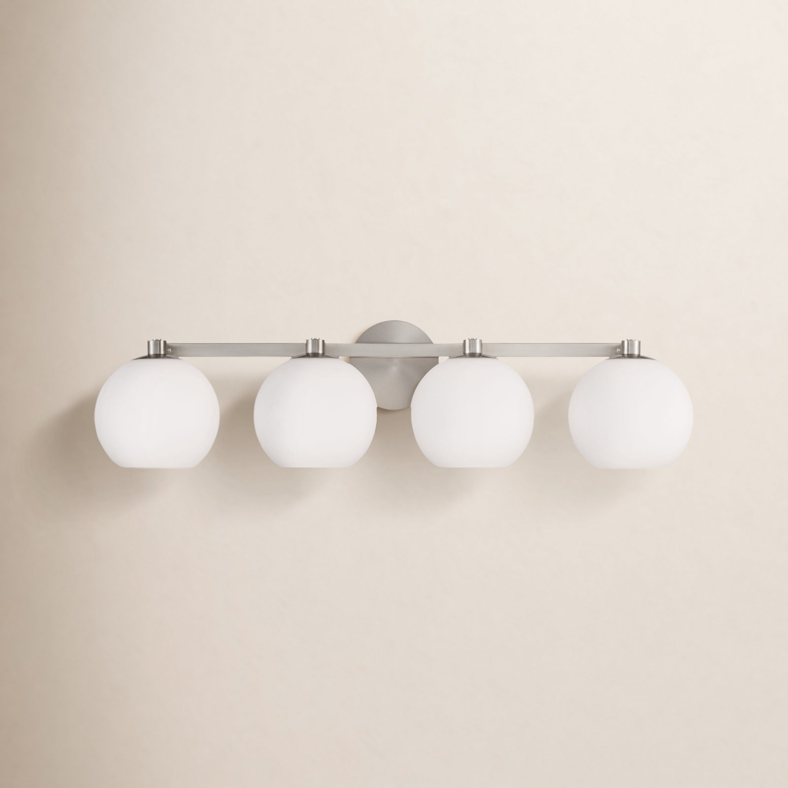 Ansley 4 Light Frosted Dimmable Vanity Light, Brushed Nickel