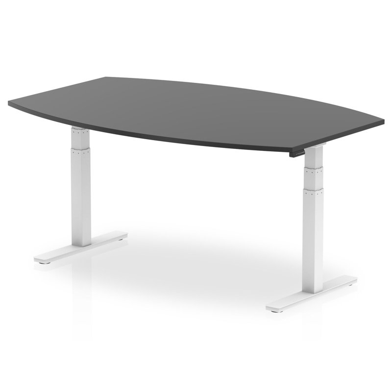 Boat Shaped Conference Table, 131cm H x 180cm W x 120cm D, Black/White
