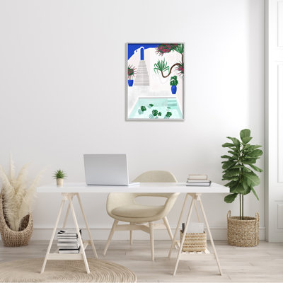 Art mural moderne sur toile tendue sur toile, "Modern Villa Outdoor" par Jen Bucheli