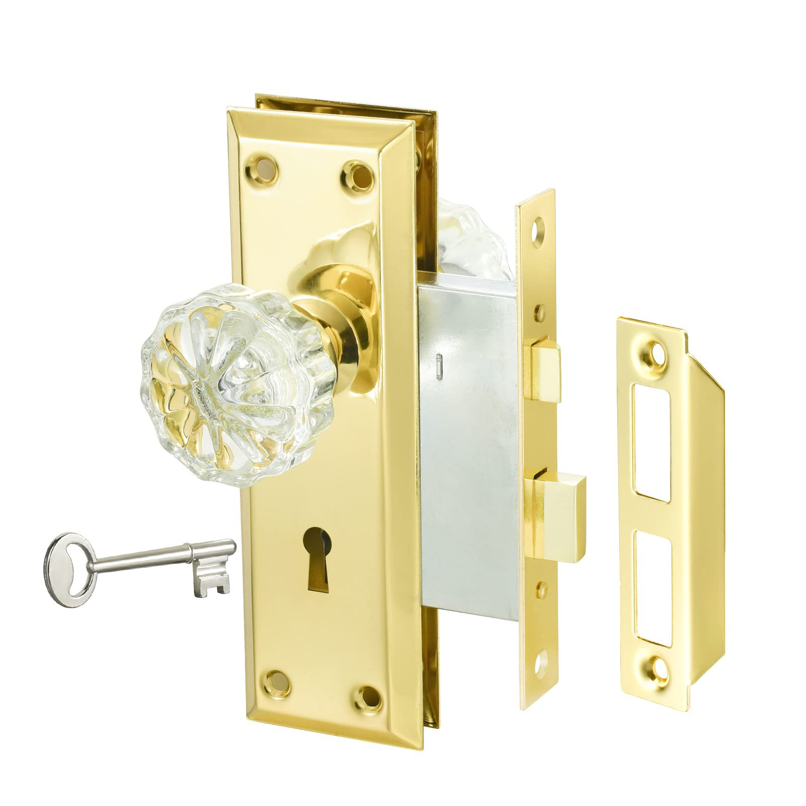 Small Solid-Brass Mortise Latch - 1 3/8 Backset in Polished Brass