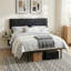 Aether Upholstered Floating Bed Frame with Charging Shelves & Lighting, Metal Platform, No Box Spring Needed-1975620331