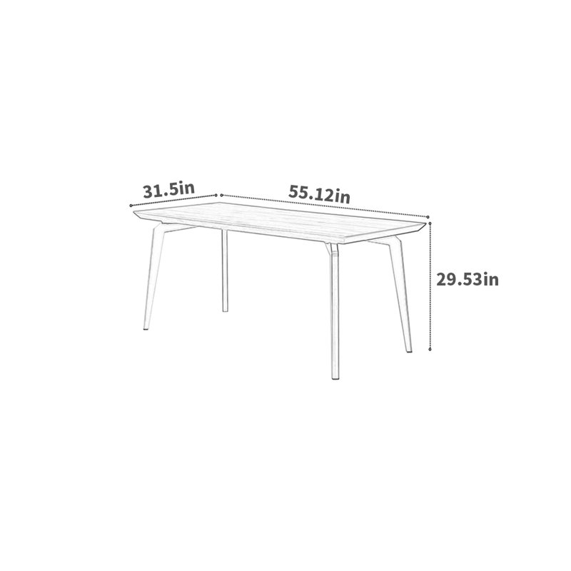 Walnut Solid Wood Top Dining Table, 31.5" W x 55.12" L