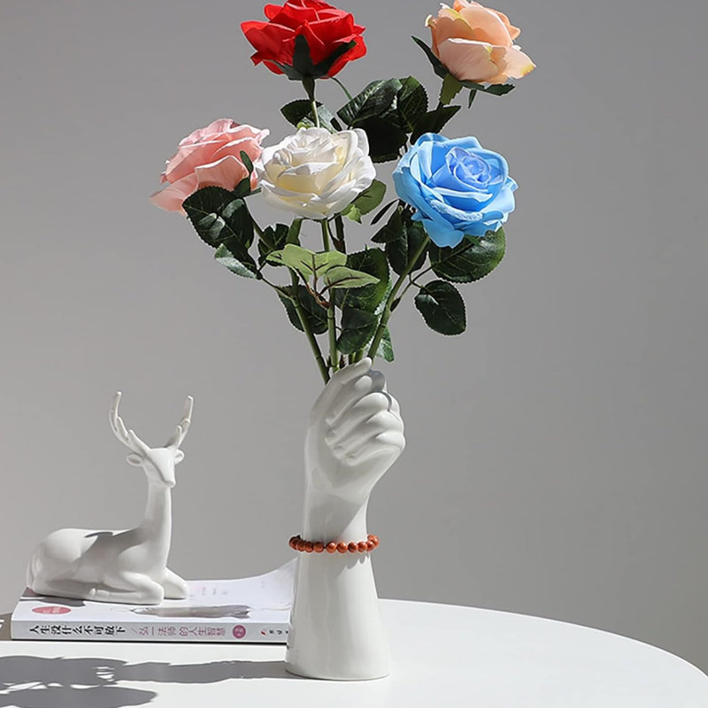 Vase décoratif moderne en forme de main, Blanc