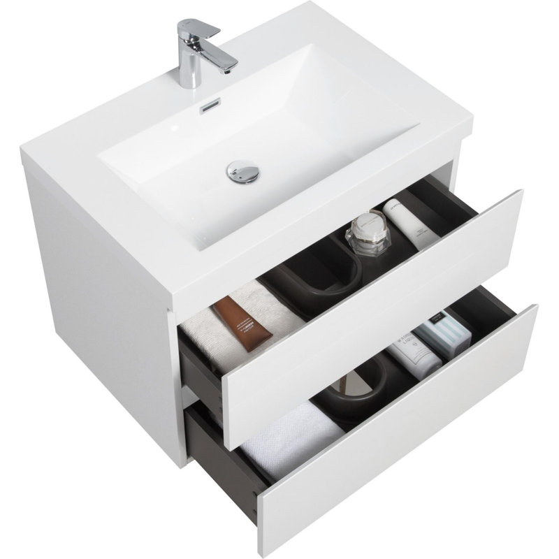 Meuble-lavabo mural moderne pour salle de bain, Blanc
