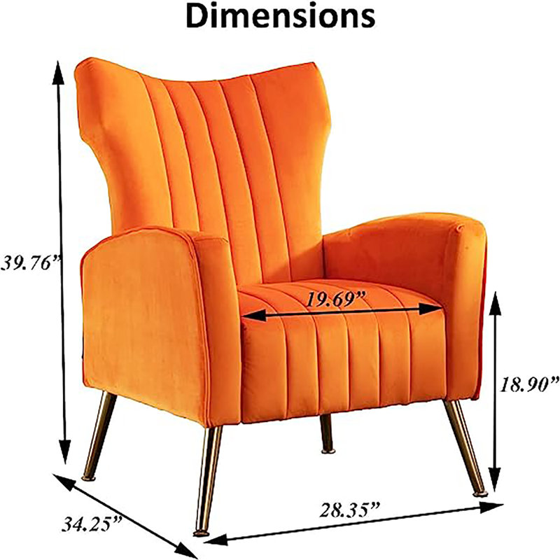 Jaban Velvet Armchair, Orange Velvet