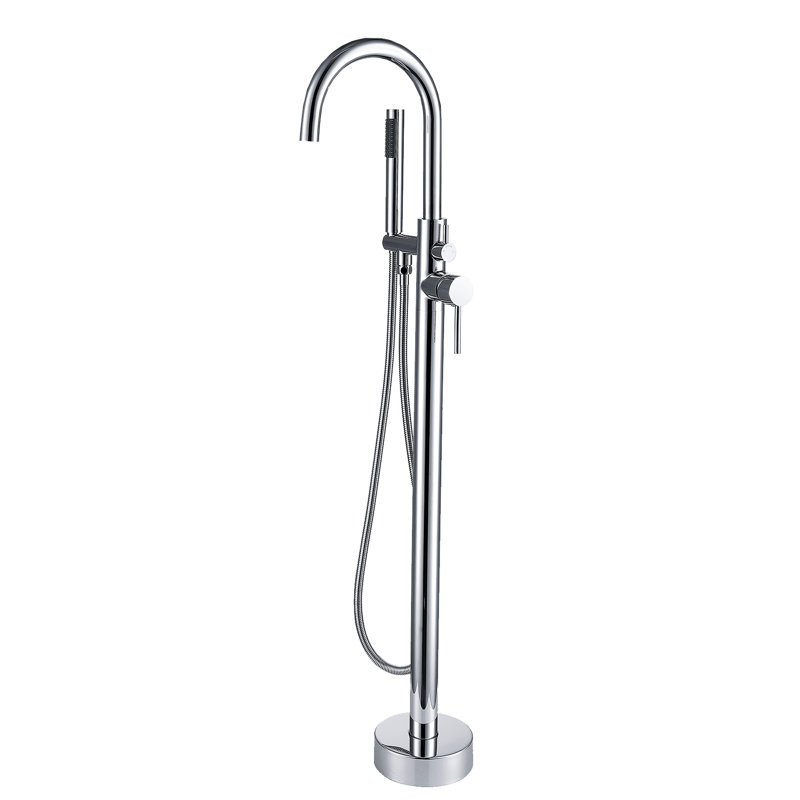 Robinet de baignoire autoportant moderne avec douche à main - métal, profondeur 45 po, largeur 6,5 po, hauteur, 9 lb